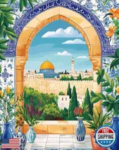 Islamic Style Arch Paint by Numbers for Adults Beginners Flowers in a Vase Pa - Picture 1 of 5