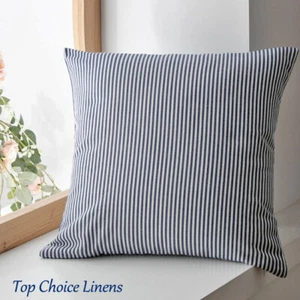 65*65cm Home Decor Classic Navy Blue/White Pinstripe Cushion Cover European - Picture 1 of 6