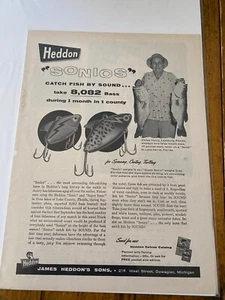 Vintage 1957 Heddon Fishing Lures chiles Henry Leesburg, Florida Lake Harris ad - Picture 1 of 1