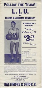 1938 LIU Sharks v George Washington Revolutionaries Handbill - Art Hillhouse BAA - Picture 1 of 1