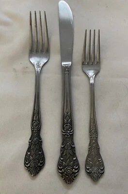 Tenedores de postre y cuchillo de cena de acero inoxidable VERSALLES servicio de mercancía de 3 piezas Foto 1 de 4