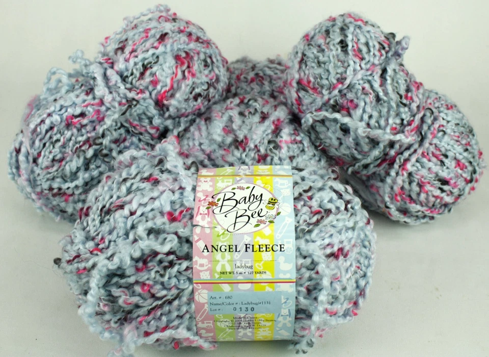 Lote de 4 hilados Ladybug de vellón ángulo azul bebé #1131 5 oz/127 yardas cada uno azul/rosa Foto 1 de 4