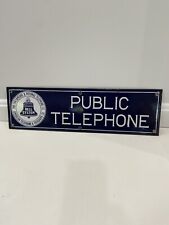 Antique Porcelain Bell Systems Public Telephone Sign 1940s Mint Condition No Res