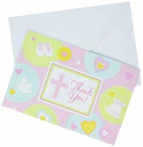 Sweet Christening Cross Party Invitations - Thank You Notes - Envelopes (8 Pack) - Picture 1 of 2
