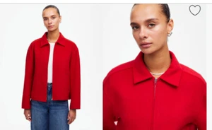 Madewell $198 Double-Faced Rounded-Sleeve Jacket Bright Cherry Size S NT128 - Picture 1 of 9