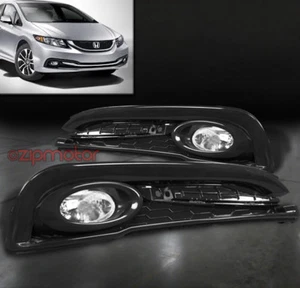 13-15 HONDA CIVIC SEDAN 4DR BUMPER DRIVING FOG LIGHTS LAMP CHROME W/BULB+SWITCH - Picture 1 of 4