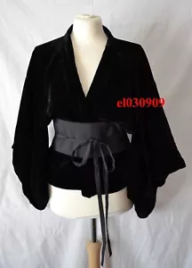 ZARA WOMAN NEW LIMITED EDITION BLACK VELVET CORSET BELT KIMONO XS-S REF.8110/995 - Picture 1 of 5