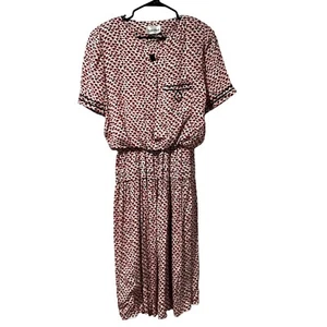 PATTY O'NEIL VTG MADE IN USA RED/WHITE FLORAL MIDI DRESS WOMAN'S SIZE 12 | U1 - Picture 1 of 7