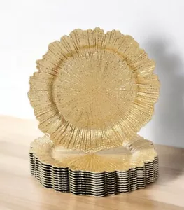 Set of 6 Elegant Reef Plastic Charger Plates 13 Inch Round Dinner Wedding Party - Picture 1 of 6
