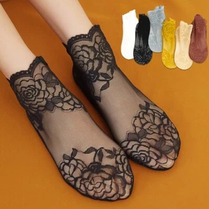 Moda Donna Pizzo Morbido Elastico Trasparente Calzino Trasparente Calzini Calzini Calzini alla Caviglia - Foto 1 di 32