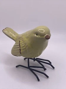 Ceramic Embossed Bird Figurine Yellow with Attached Metal Feet  3.25” H - Picture 1 of 13