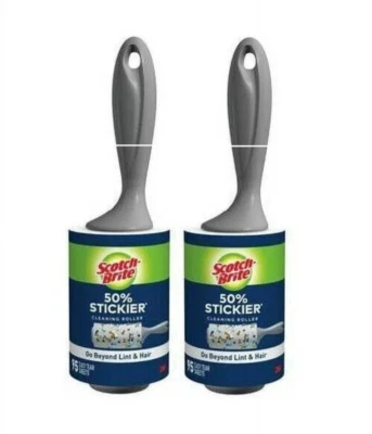 Scotch Brite 3M Lint Roller 50% Stickier 95 Sheets Pet Hair, Crumbs 2 Pack - Image 1 of 2