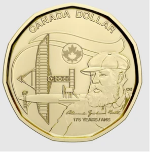 2022 Canada $1 Loonie Alexander Graham Bell 175th Anniversary birth - from roll - Picture 1 of 3