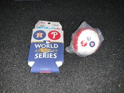 Serie Mundial 2022 Ball & Koozie Phillies vs Astros Nuevo SGA Rawlings Foto 1 de 4