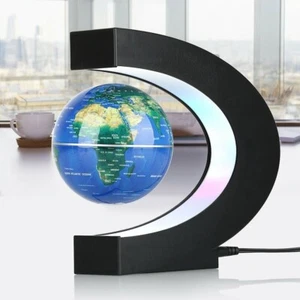 Mapa Globo Tierra Flotante Levitación Magnética con Base en Forma de C Luz LED Genial Reino Unido - Imagen 1 de 6