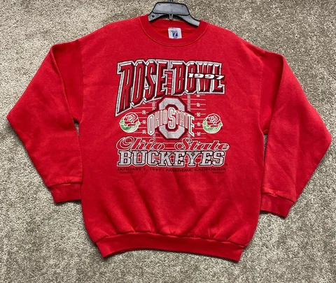 Vintage Ohio State Buckeyes Sweatshirt Mens Large Red Crewneck Rose Bowl 1997 Cover