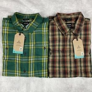Prana - Dolberg Long Sleeve Flannel Shirts NWT [Set of 2] (Mens Small) RSP $158 - Picture 1 of 9