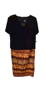 NWT $99 Womens Size 16 Dress Positive Attitude Black Top Animal Print Leopard  - Picture 1 of 11
