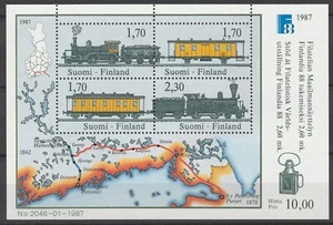 Finlandia 1987, BL 3 2026, Trenes Locomotoras / Ferrocarriles Hoja MNH. - Imagen 1 de 1