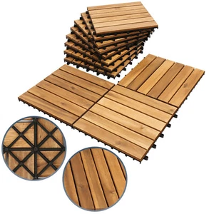 1m² Holzfliesen Terrassenfliesen Bodenfliesen Stecksystem Akazienholz 30x30cm - Bild 1 von 13