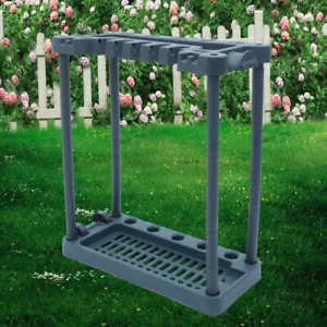 Estante de almacenamiento de herramientas de jardín utilitario mango largo herramientas de patio organizador soporte + ruedas - Imagen 1 de 9