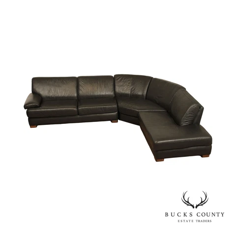 Elite Contemporary Black Leather Sectional Sofa Cover