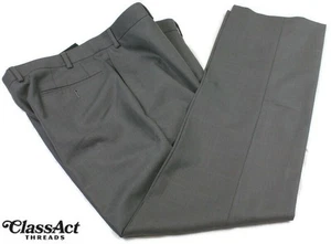 Calvin Klein Dress Pants Mens Flat Front Gray Windowpane Polyester Blend 36 X 30 - Picture 1 of 6