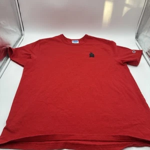 Champion Men’s XL Red Short Sleeve T Shirt Black Hoodie Logo VTG 90s - Picture 1 of 10