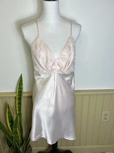 Vestido sin Mangas Vintage Satén M Rosa Encaje Apliques Perla Romántico Balletcore Coqueta - Imagen 1 de 12