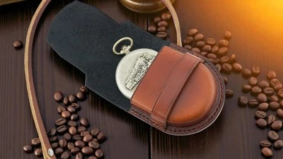 Black/brown WW1 times New Leather Case for Pocket Watch 50mm 45mm 55-58mm WWII - Image 1 of 4