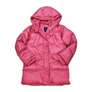 Gap Kids Girl Pink Winter Hooded Down Full Zip Puffer Jacket Coat L 10 - Picture 1 of 10