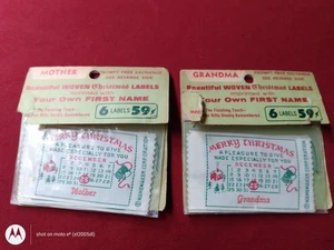 Vintage gewebte Weihnachtsetiketten - Mutter und Oma - Bild 1 von 1