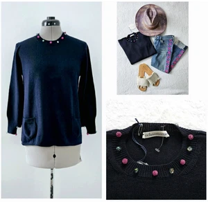 STEFANO MORTARI Italy embellished travel ready goop sweater nwt $480  it-40  s - Picture 1 of 11