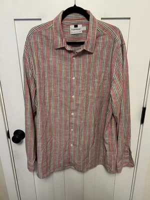 Topman Striped Long Sleeve Casual Button Down Shirt Size XXL Cotton - Image 1 of 4