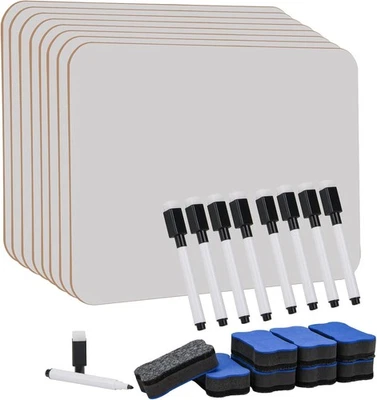 8 Stück whiteboard klein, Mini Whiteboard a4, abwischbare tafel mit 8 Stiften - Bild 1 von 4