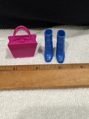 Barbie Fashion Avenue Boots Blue squishy Boots Pinky Purple Purse Bag  - Image 1 of 4