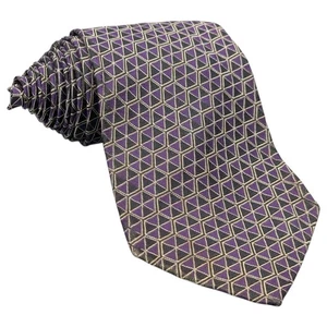 Polo Ralph Lauren Tie 58" Silk Purple Gray Black Geometric Cube USA Classic VTG - Picture 1 of 9