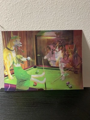 Billar Perros Jugando al Poker/Piscina Holograma Imagen Hombre Arte Rupestre Regalo de Cumpleaños Foto 1 de 4
