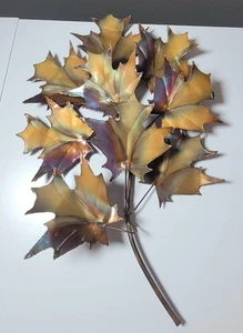 Vintage Brass Copper  Tone Metal  Branches with Leaves Wall Home Fall Decor - Picture 1 of 5