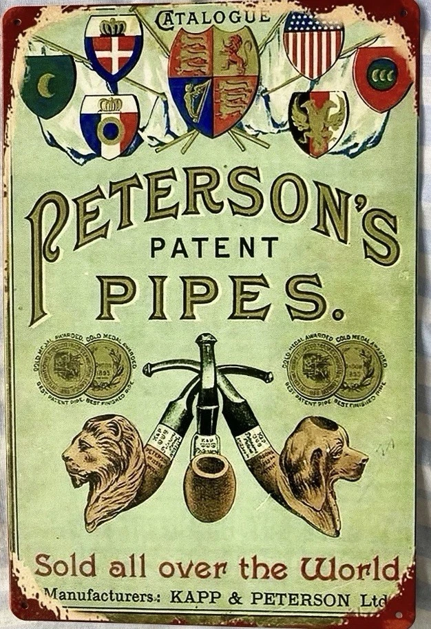 PETERSONS Vintage/Retro Style Kapp & Peterson’s Pipe Metal Tin Tacker Wall Sign 8”x12”