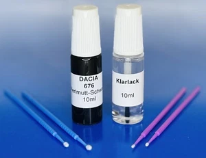 Lackstift-Set DACIA 676 , Perlmutt-Schwarz metallic , 2 x 10ml + 4 Lacktupfer - Picture 1 of 2