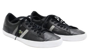 Lacoste Lerond Sneakers Herren Eu 40.5 /UK 7 Leder Logo Low Top Schnürer Schwarz - Picture 1 of 13
