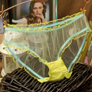 2Pcs Mesh Lingerie Ultra-thin Underwear Transparent Lace Knicker Women Panties - Picture 1 of 17