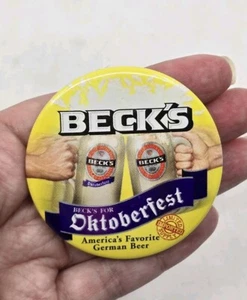VTG BECK'S for Oktoberfest America's Favorite German Beer Button Pin Back - Picture 1 of 3