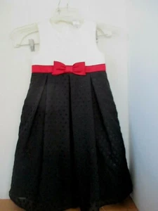 GYMBOREE~ VESTIDO SIN MANGAS NEGRO MARFIL CON LAZO ROJO~ Niñas 7 - Imagen 1 de 2