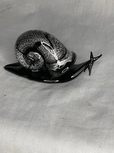 Silver Foil Glass Miniature Figurine Snail Ornament Cute Animals  3 1/4” - Picture 1 of 5