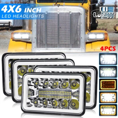Faros LED altos/bajos de 4x6"" con DRL para Peterbilt 379 378 Freightliner FLD120 4 un. Foto 1 de 4