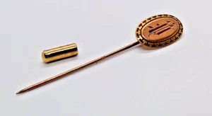 Vintage 10K Yellow Gold Stick Pin, Engraved Initial P Medallion, Cap Added - Picture 1 of 7