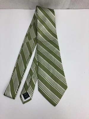 Corbata Croft & Barrow para hombre a rayas verdes 100 % seda 58 pulgadas de largo 021 nueva sin etiquetas Foto 1 de 4