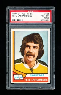 1974 OPC HOCKEY 166 PETE LAFRAMBOISE PSA 8oc NM-MINT CAPITALS - Image 1 of 3